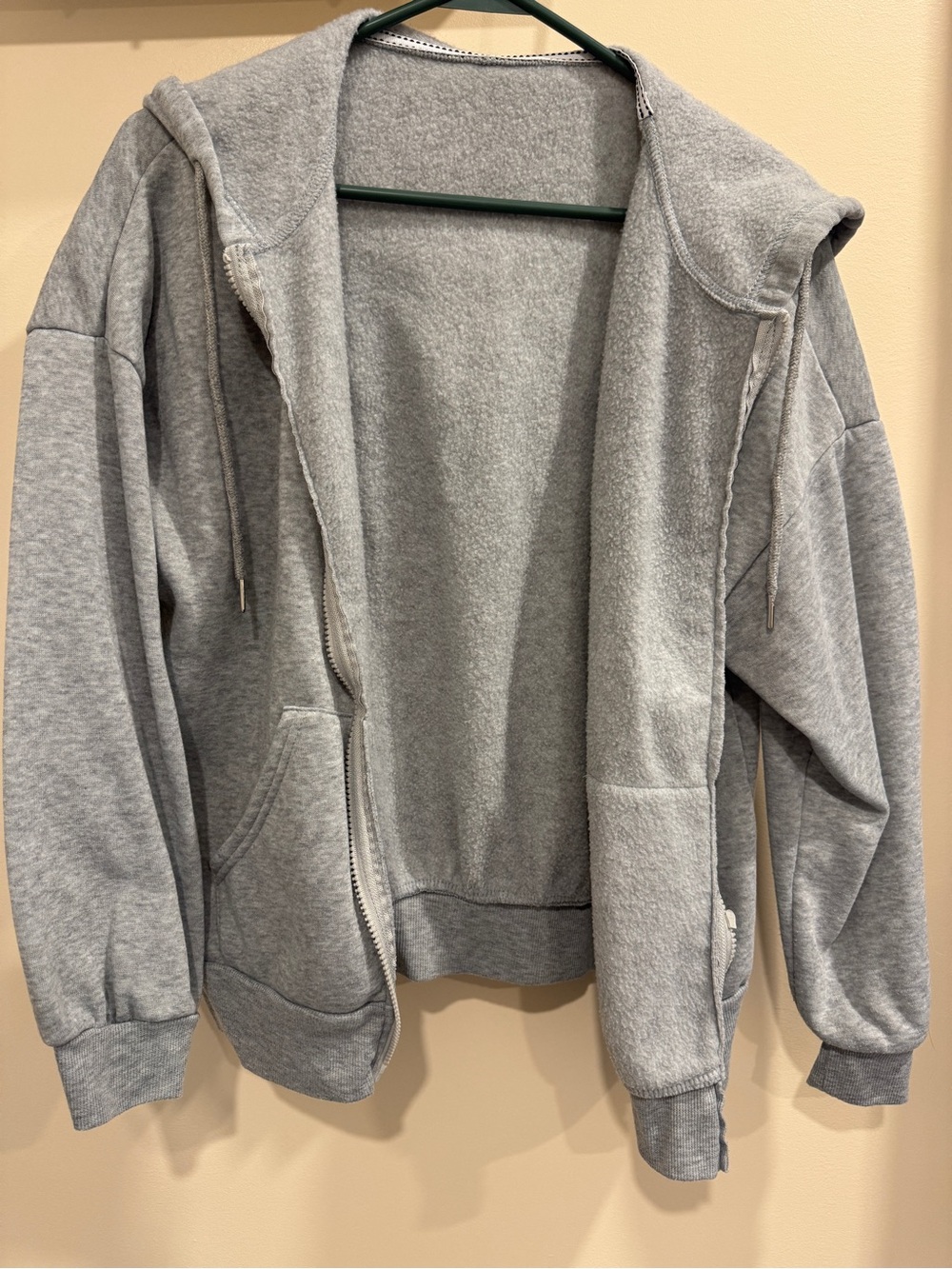 SHEIN Light Gray Fleece-Lined Zip Hoodie